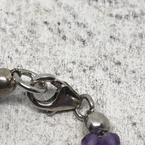 Amethyst bead woven bracelet sterling silver 925 clasp fine jewelry gemstone - Picture 5 of 5